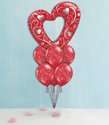 Heart Printed Red Balloons