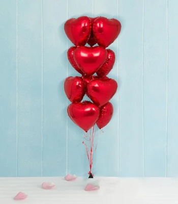 Heart Shape Foil Balloon Bouquet-12 Pcs.