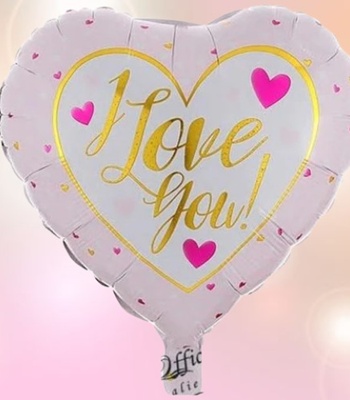 I Love you Heart Balloon - White & Light Pink Color