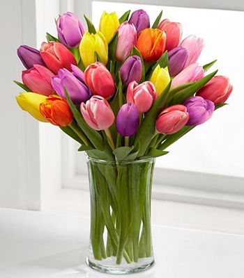 Mix Color Tulip Flower Bouquet - 11 Assorted Tulips