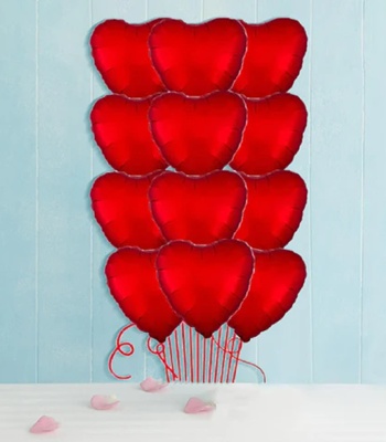 Red Balloon Bouquet - 12 Satin Luxe Matte