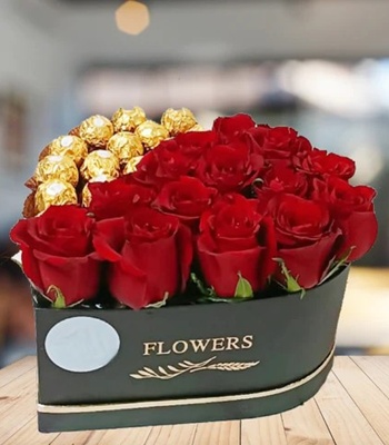 Red Roses with Ferrero Rocher Chocolate