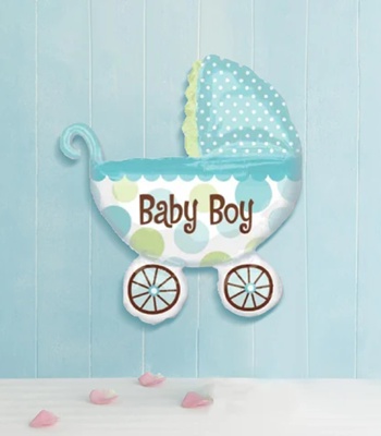 Welcome Baby Boy - Baby Buggy Shape Balloon