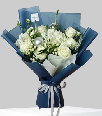 White Roses & Hydrangea Bouquet