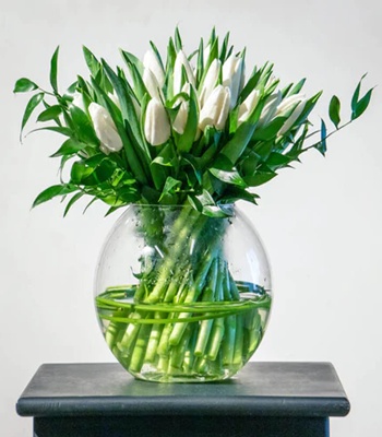 White Tulips in a Glass Vase