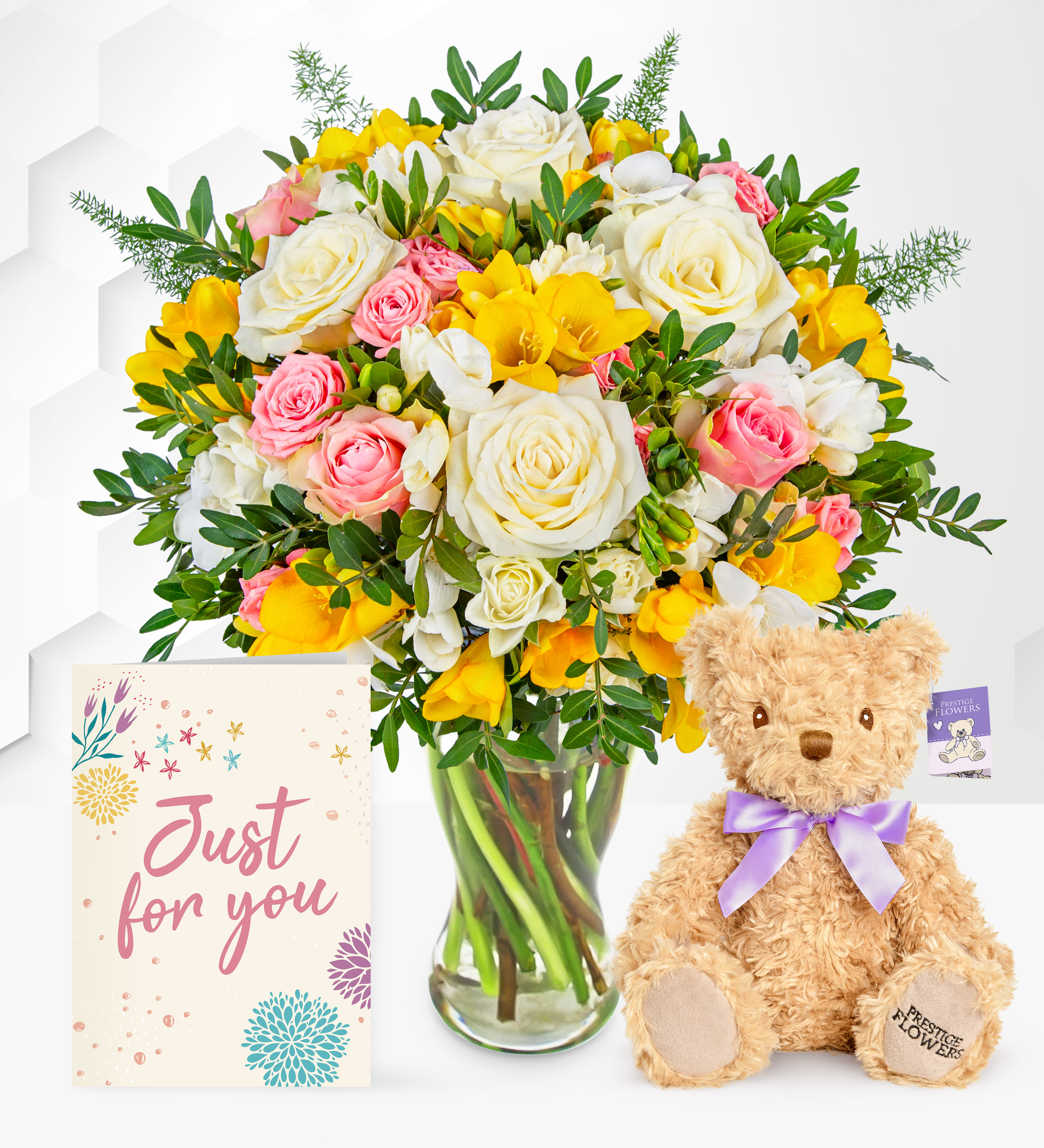 Anniversary Mixed Flowers With Teddy