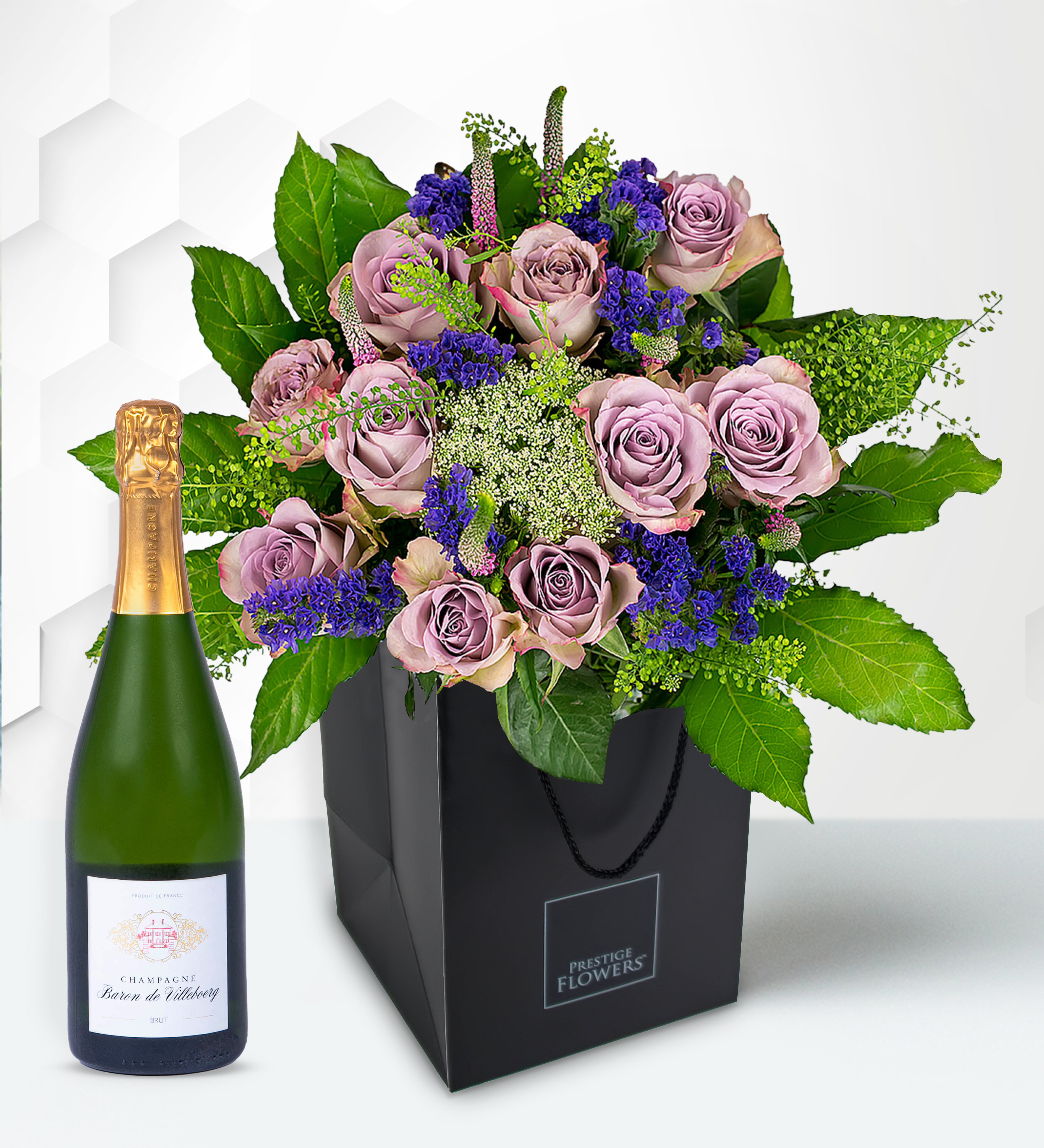Love Flowers Arrangement With Champagne