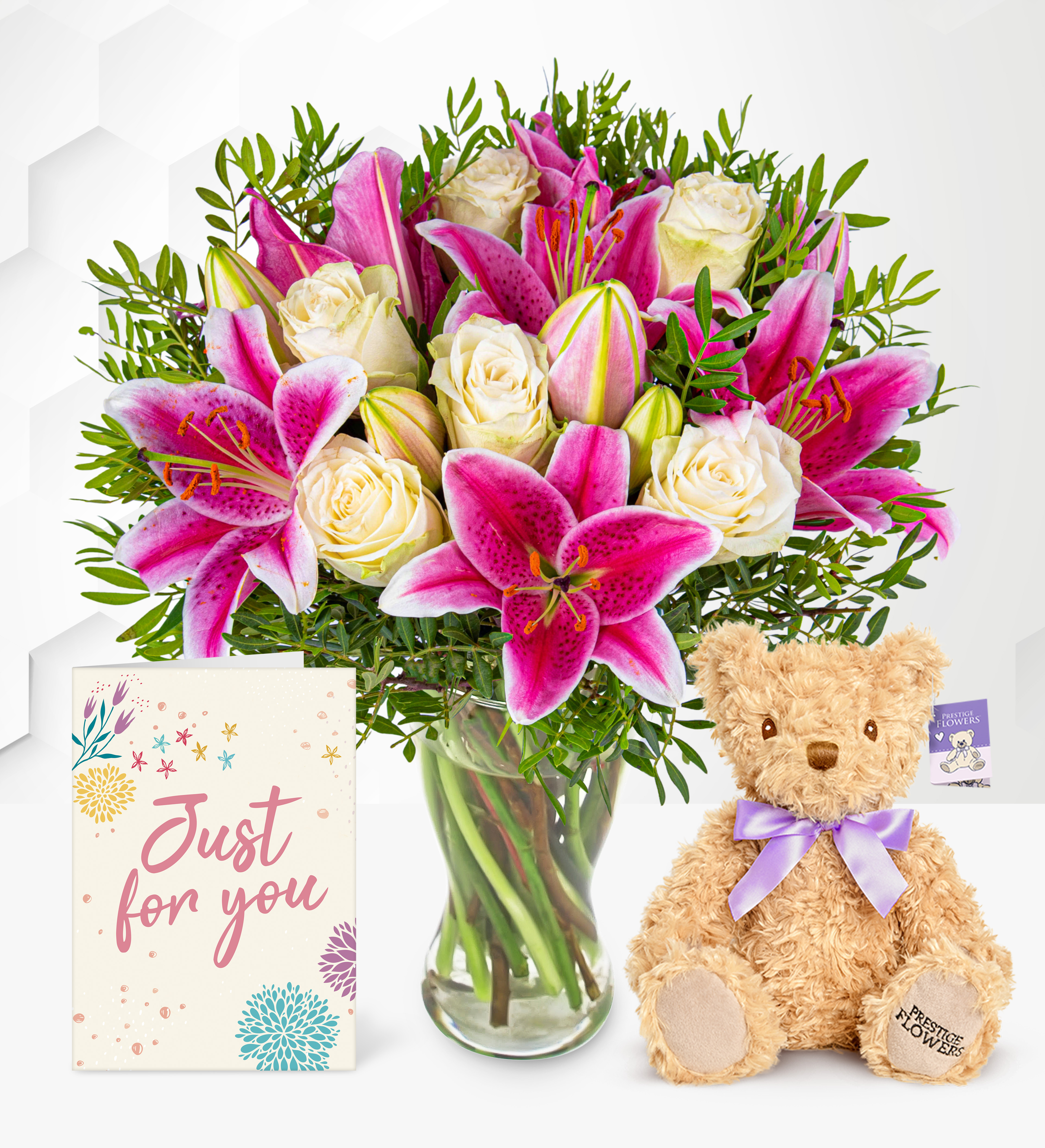 Romantic Floral Gifts With Teddy