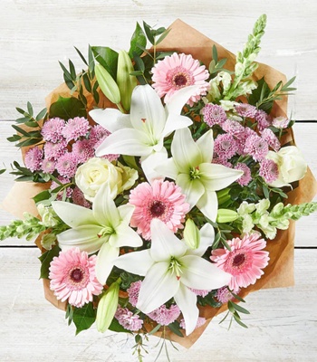 Rose and Lily Bouquet With Chrysanthemums and Gerberas