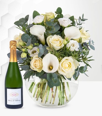 Roses And Calla Lilies With Champagne