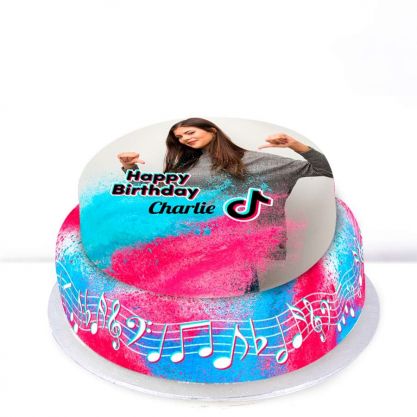 Tiered TikTok Themed Photo Cake