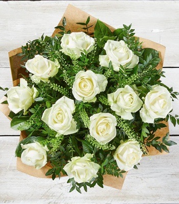 White Roses Hand Tied Bouquet