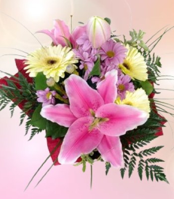 Oriental Lily with Chrysanthemums