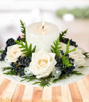 Table Arrangement - Roses and Tree Balls