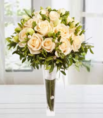 Wedding Bouquet - 15 Beige Roses