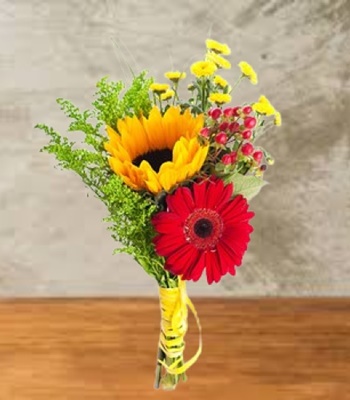 Sunflower Bouquet With Gerbera Daisy and Roses