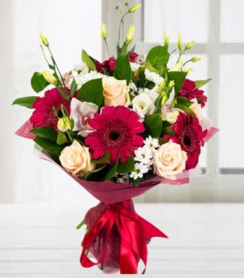Mix Flower Bouquet - Rose, Gerbera Daisy and Chrysanthemums