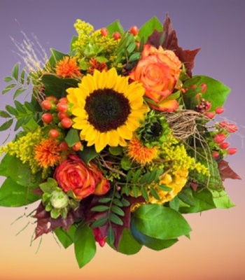 Sunflower And Rose Bouquet with Hypericum
