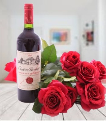 Valentine Red - Imported Dry Red Wine with Love Red Roses