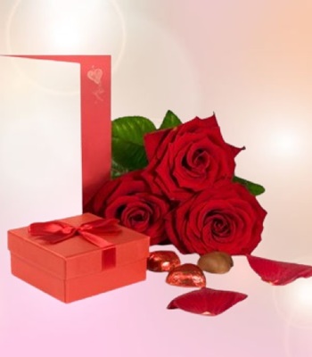 Valentines Blessing - Roses with Chocolate Box