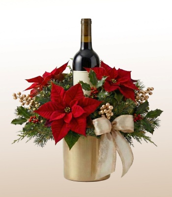Christmas Poinsettia Arrangement With Wine