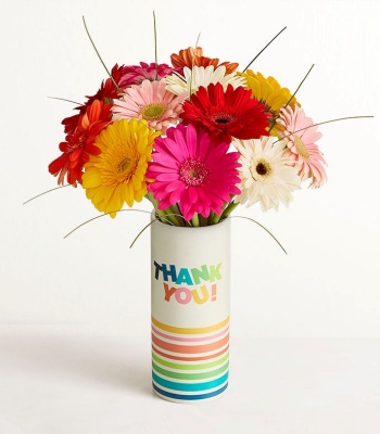 A Rainbow of Thanks' Gerbera Daisy Bouquet & Vase