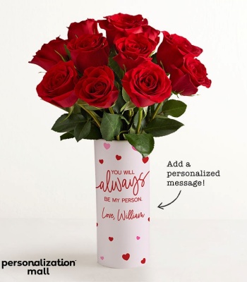Always Be My Person' Bouquet & Personalized Vase