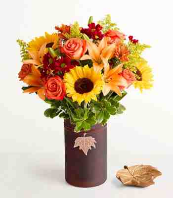 Autumn Sunflowers & Orange Roses Bouquet