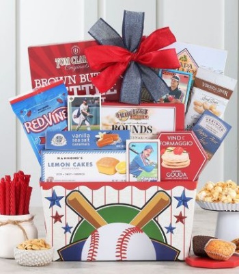 Ballpark Favorites Gourmet Snack Gift Box with Classic Baseball Cards