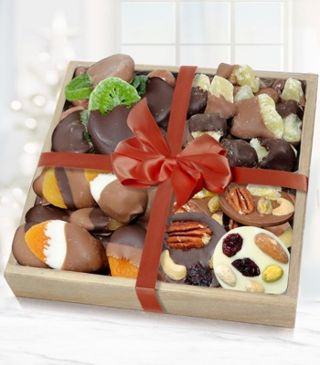 Belgian Chocolate Covered Dried Fruit Wooden Tray
