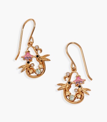 'Birds of a Feather' Hummingbird Enamel Drop Earring