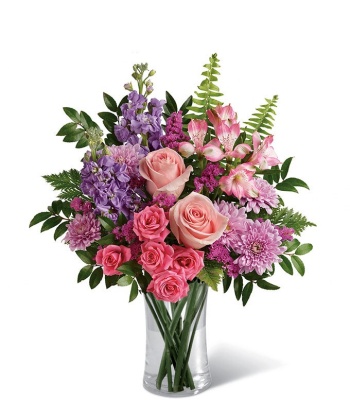 Birthday Pink Roses Flower Arrangement
