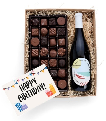 Birthday Pinot Noir & Gourmet Chocolates Gift