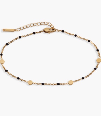 Black Enameled Chain Coin Station Anklet