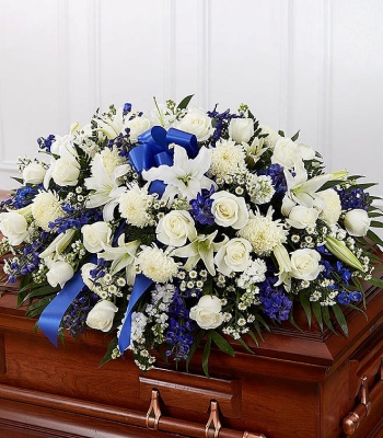 Blue & White Casket Spray