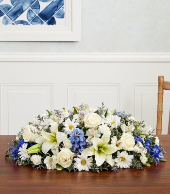 Blue & White Floral Centerpiece for Dining Table