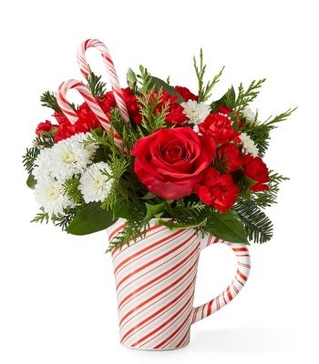 Candy Cane Christmas Flower Arrangement