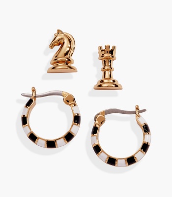 Chess Mismatch Earring Set Of 2