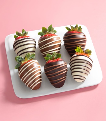 Chocolate Dripped Strawberries - 6 Pieces