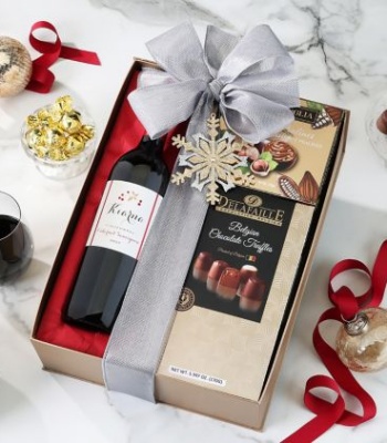 Christmas Red Wine and Chocolate Gift Box