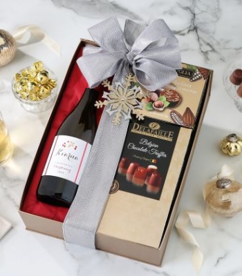 Christmas White Wine and Chocolate Gift Box