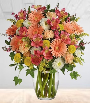 Pastel Flower Bouquet - Free Clear Glass Vase