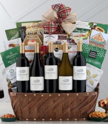 Cliffside Vineyards Five-Bottle Gourmet Wine & Food Pairing Gift Basket