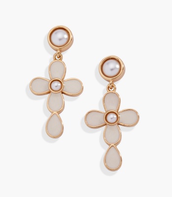 Coquette Christian Cross Drop Earrings