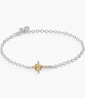 Cross And Heart Bracelet, Sterling Silver