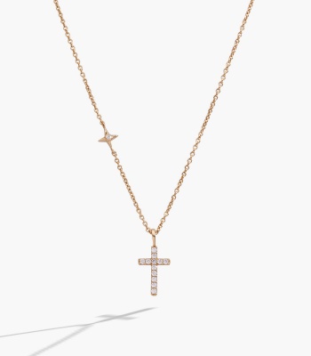 Cross Delicate Pave Crystal Pendant Necklace