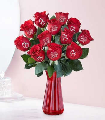 Conversation Red Rose Bouquet With Free Red Vase