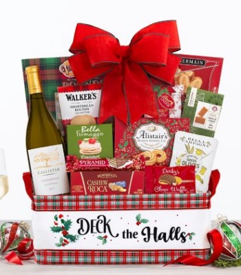 Edenbrook Chardonnay Holiday Wine Basket with Godiva & Ghirardelli