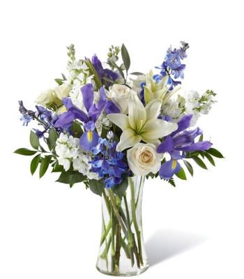 Elegant Blue & White Memorial Flower Arrangement