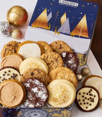 Elegant Snowy Deer Holiday Cookie Gift Tin